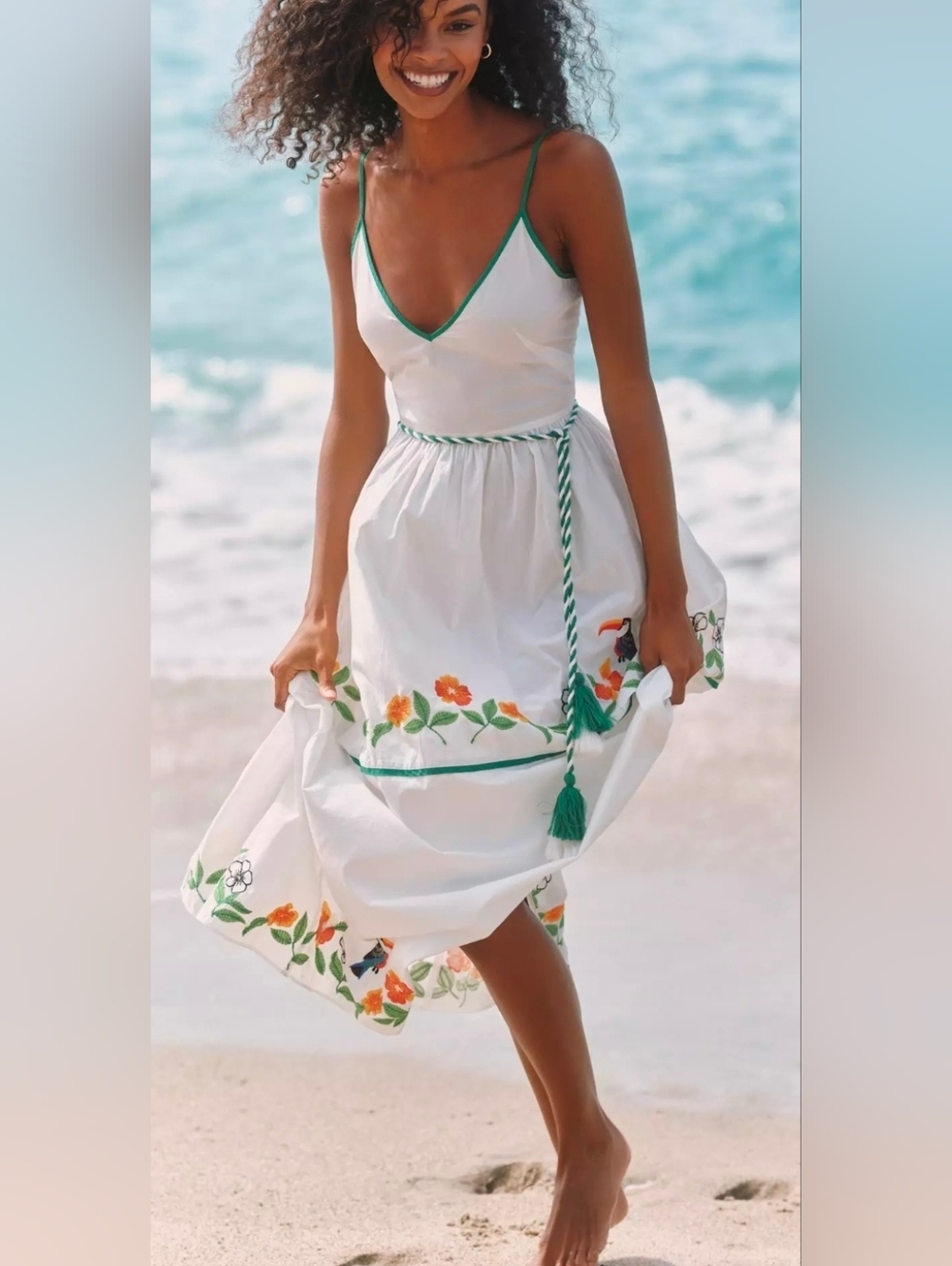Anthropologie Celandine Embroidered Tropical Midi Dress